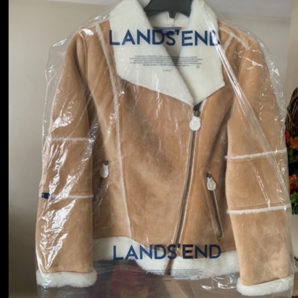 LANDSEND Womens Petite Faux Sheepskin Shearling Warm Winter Fleece Moto Jacket - Picture 11 of 11